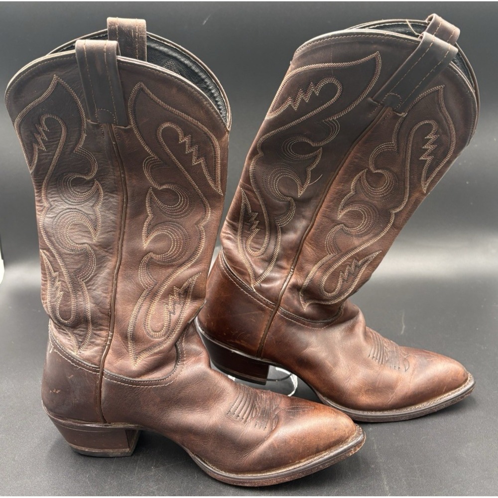 Tony Lama Women's Cowgirl Boots Classic Brown Women's Size 7 M Western GUC